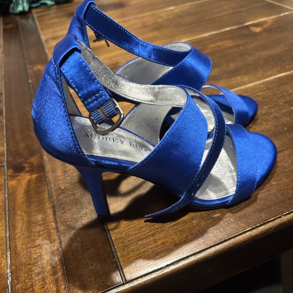 Audrey Brooke Blue Heels Size 6 Fancy Stiletto Bridesmaid Wedding Open‎ Toe